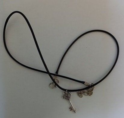 Koordketting wax zwart met hanger sleutel, Verzenden, Zwart, Nieuw, Overige materialen