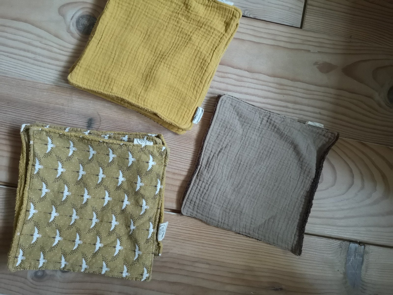 Set van 3 Eco Era doeken - Geel en Bruin, Ophalen of Verzenden