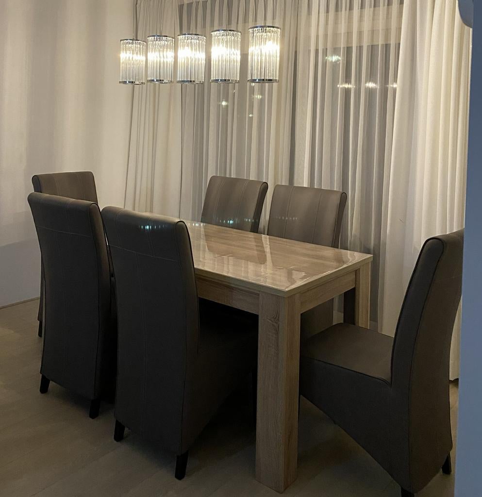 Eettafel LINDHOLM 80x160- Stijlvol en Robuust, 100 tot 150 cm, Eikenhout, Zo goed als nieuw, Vijf personen of meer