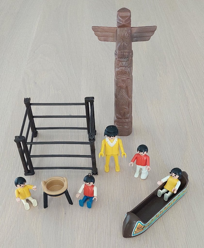 Playmobil Indianen set met totempaal en kano, Ophalen, Gebruikt, Losse onderdelen, Figuren