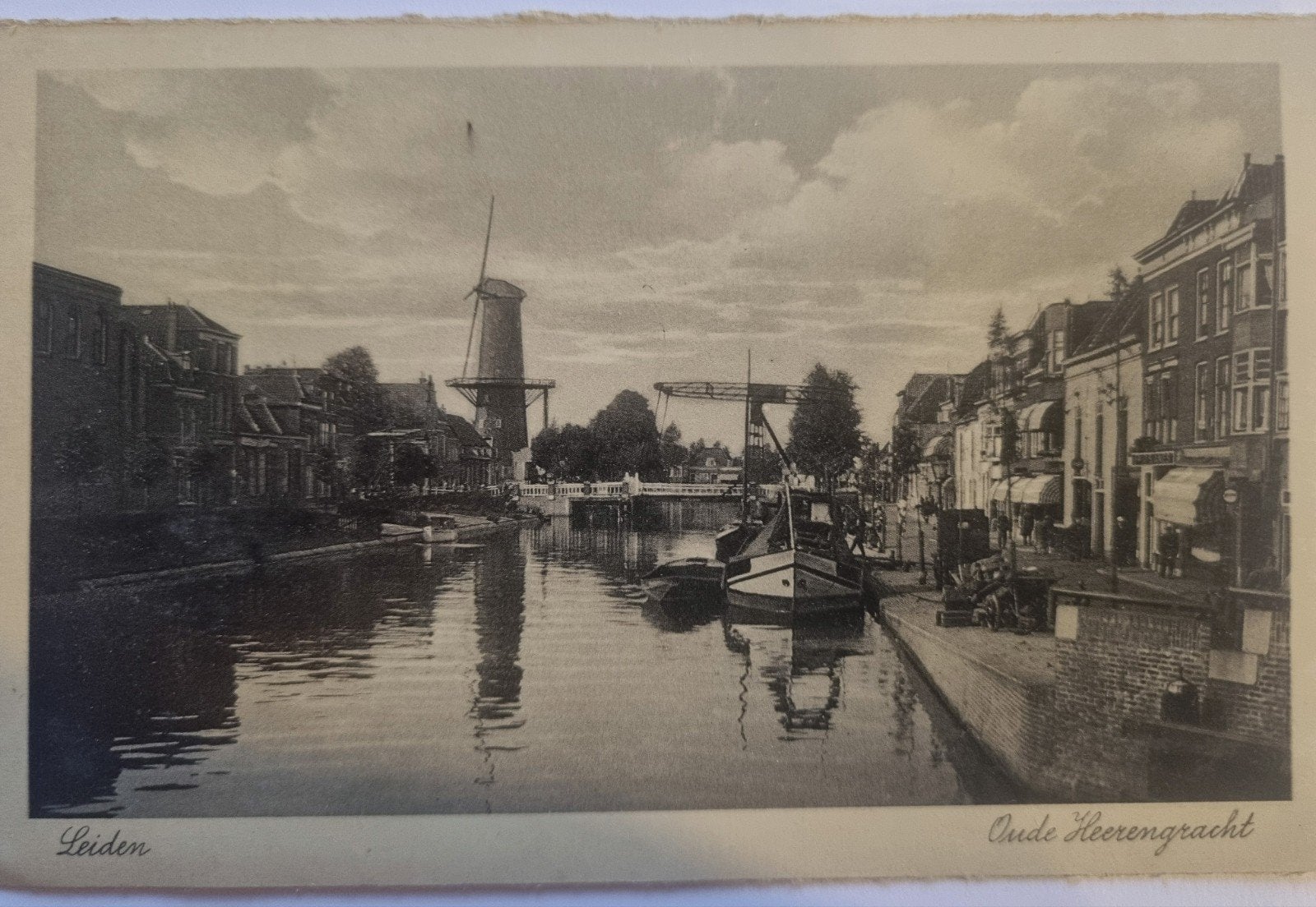 Leiden, Oude Heerengracht met molen, Ophalen of Verzenden, Voor 1920, Ongelopen, Zuid-Holland