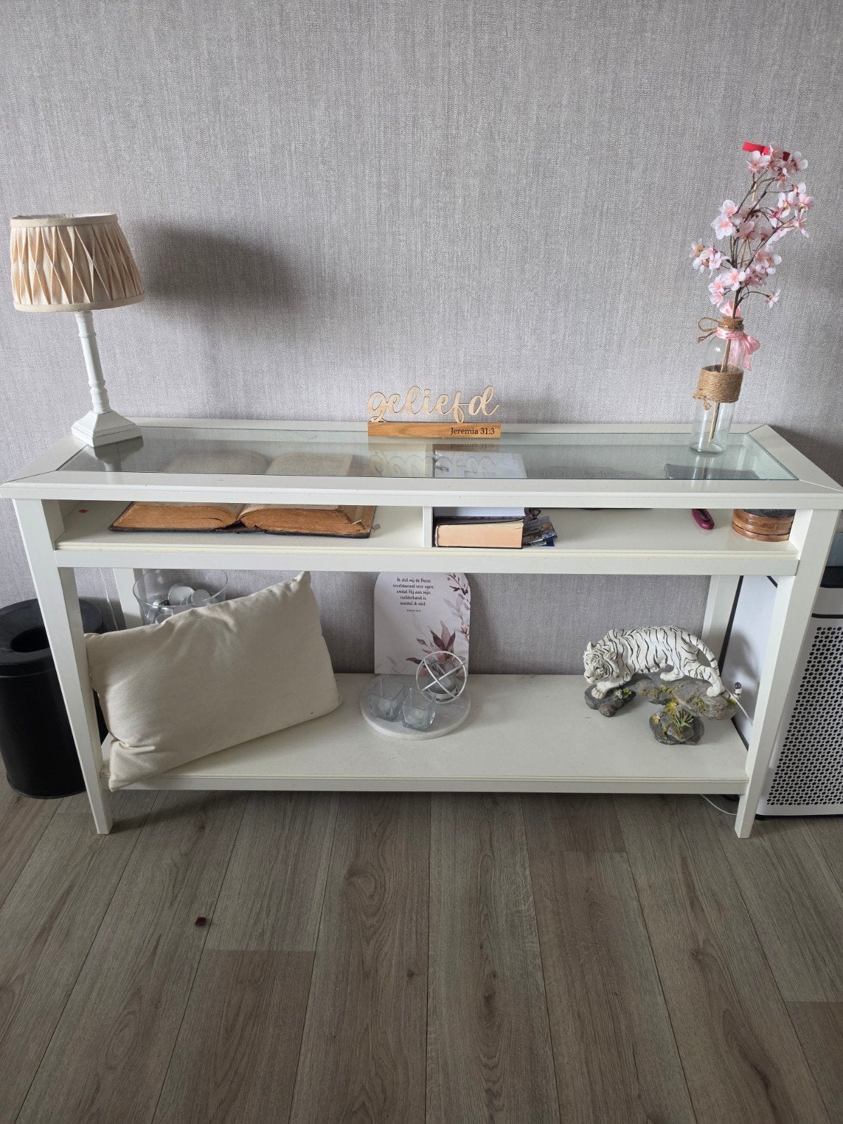 IKEA bijzettafel met glazen blad, Ophalen, Gebruikt, 100 tot 150 cm, Modern, Scandinavisch
