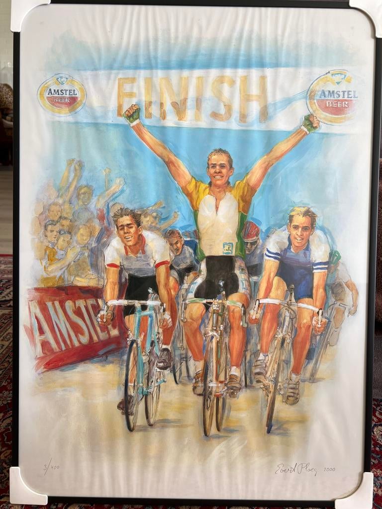 Gesigneerde wielerkunstprint Evert Ploeg - Amstel Gold Race, Ophalen of Verzenden
