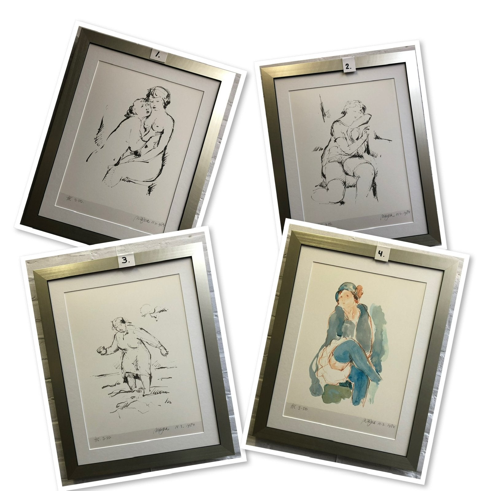 Nic Jonk zeefdrukken , 4 stuks, Antiek en Kunst, Gelimiteerde oplage, Ophalen, Portret en Figuren, Zeefdruk
