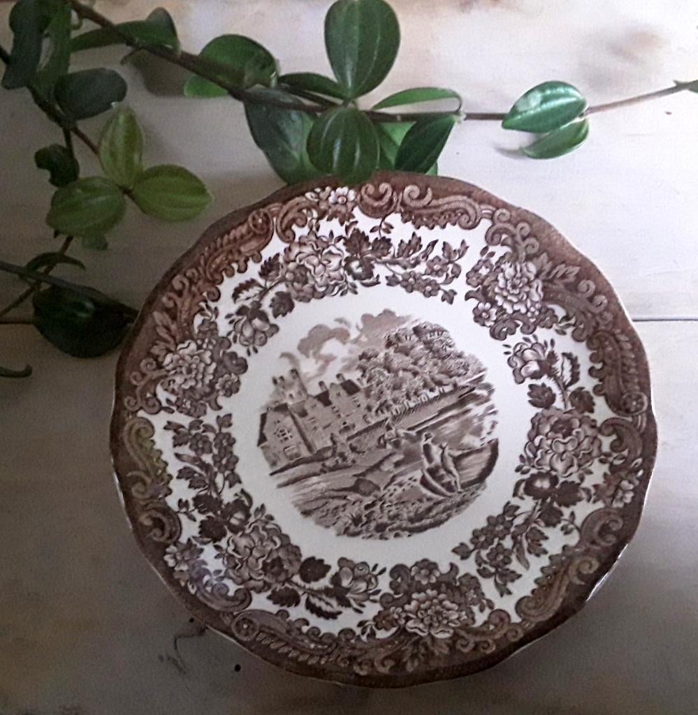 Schotel / saucer - A Royal Worcester - 1790 - Avon Scenes -, Antiek en Kunst, Antiek | Servies los, Ophalen of Verzenden
