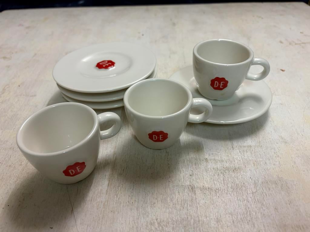 DE espresso kopjes en schotels - 3 sets, Ophalen, Gebruikt, Keramiek, Overige stijlen