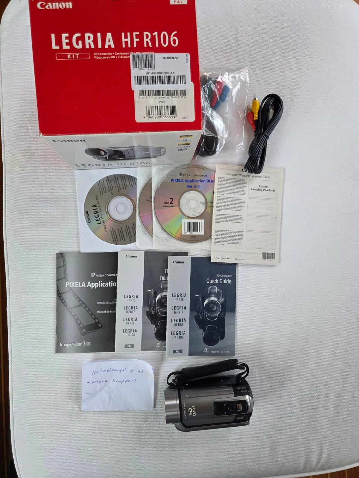 Canon Legria HF R106 HD Camcorder - Defect, Canon, 20x of meer, Ophalen of Verzenden, Niet werkend