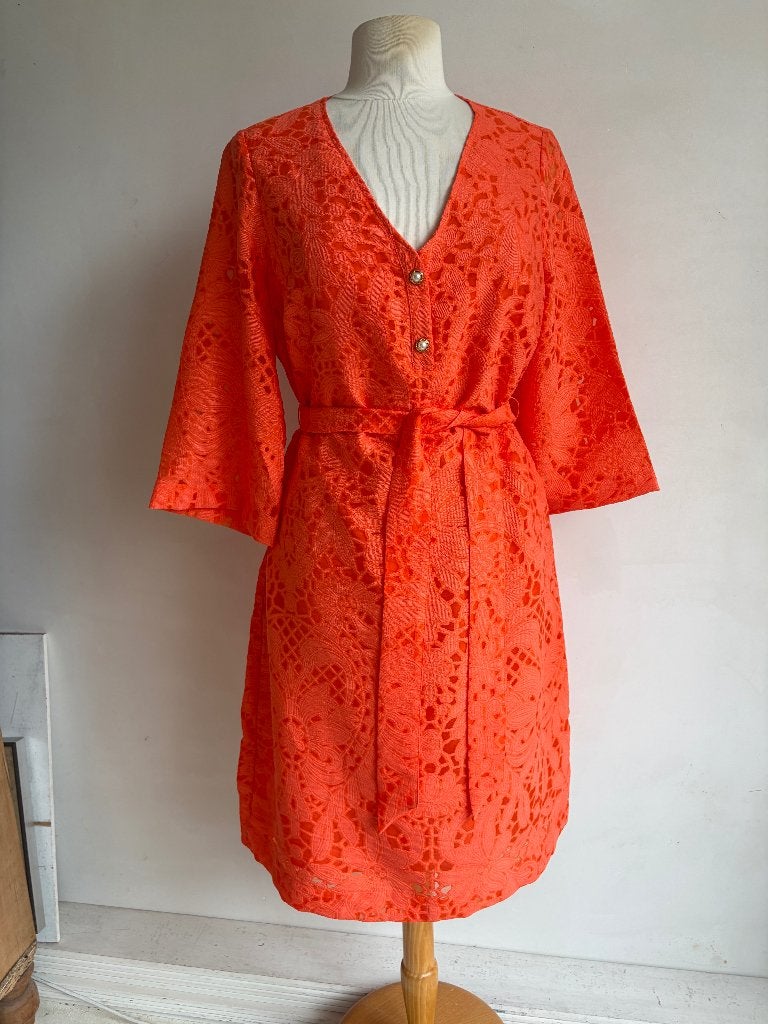kyra jurk oranje maat 38, Kleding | Dames, Maat 38/40 (M), Verzenden, Oranje, Zo goed als nieuw