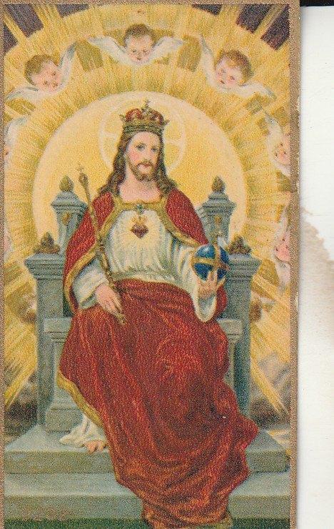 prent van Jezus Christus, afgebeeld als 'Christus Koning'., Ophalen of Verzenden, Gebruikt, Kaart of Prent, Christendom | Katholiek