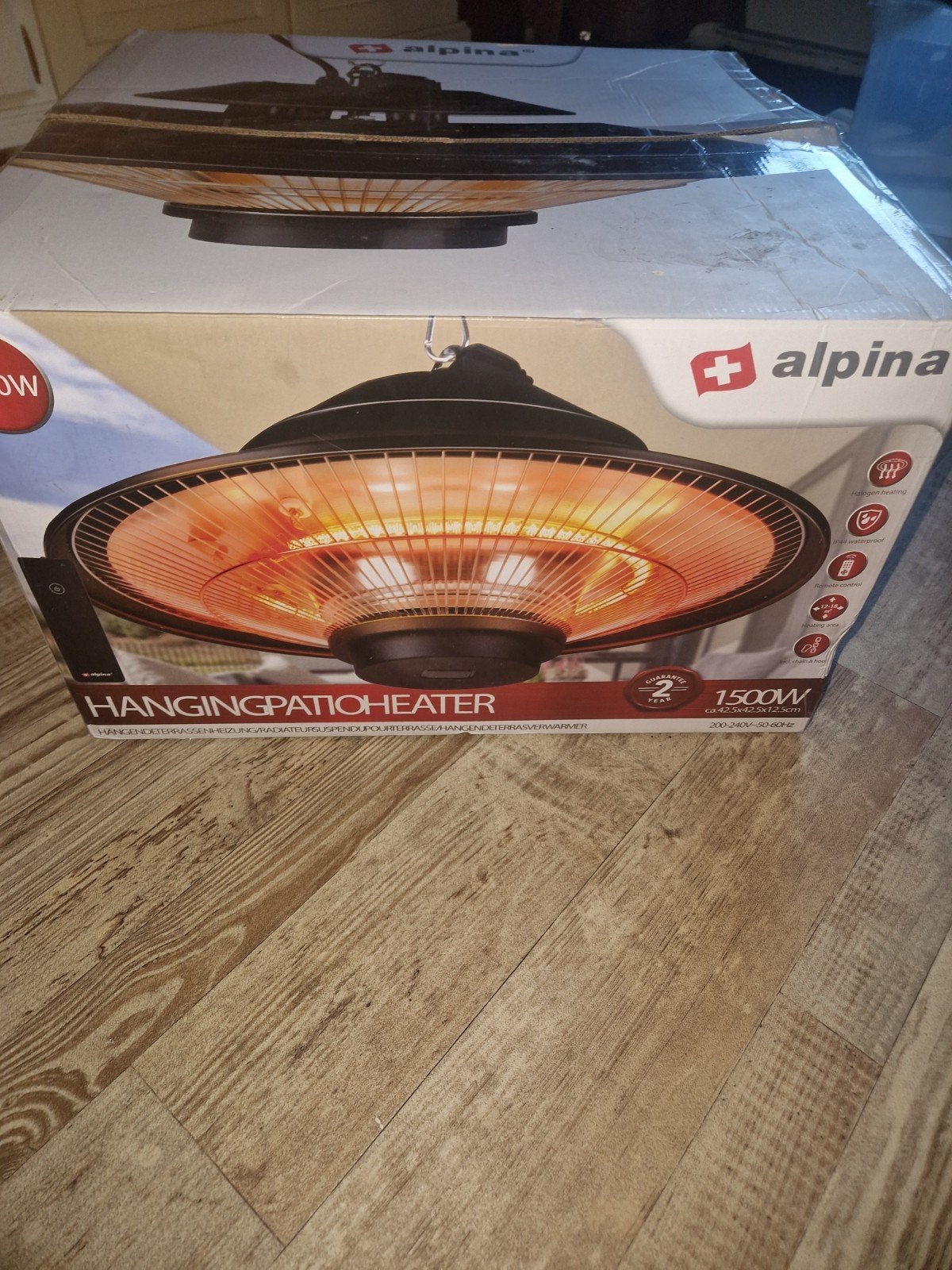 Alpina Hangende Terrasverwarmer 1500W - Nieuw in Doos, Plafond, Nieuw, Waterbestendig, Ophalen