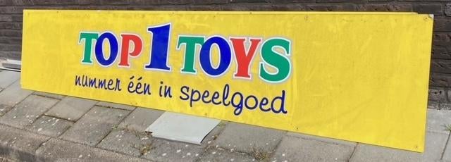 top1toys speelgoed reclame bord groot, Verzamelen, Ophalen, Zo goed als nieuw, Reclamebord