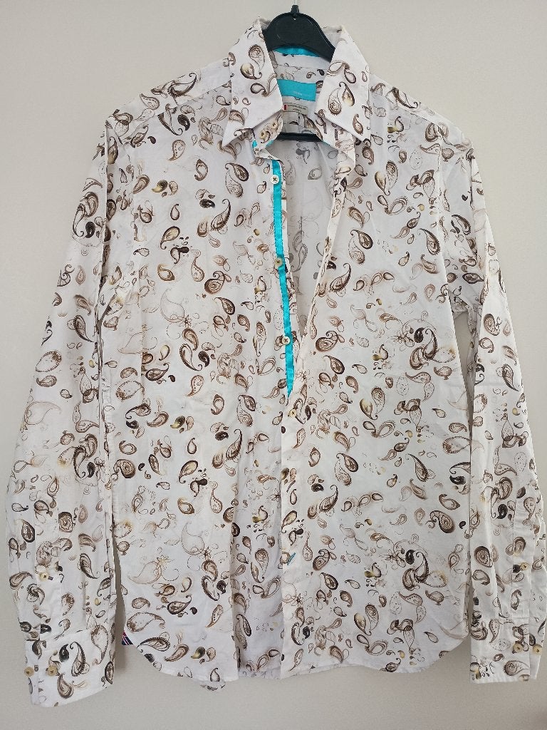 Katoenen overhemd British indigo, maat 40, Wit, Zo goed als nieuw, British indigo, Halswijdte 39/40 (M)