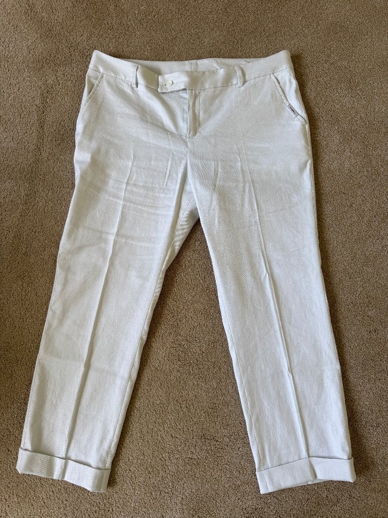 Penn & Ink N.Y. – Linnen Pantalon – Foggy/Wit – Maat 42, Overige kleuren, Verzenden, Maat 42/44 (L), Zo goed als nieuw