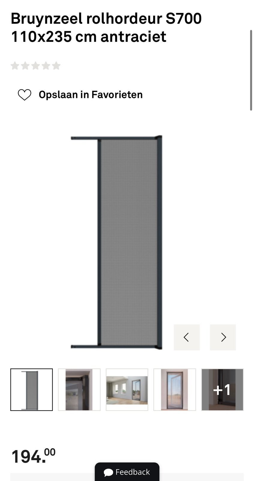 NIEUW! Bruynzeel rolhordeur S700 110x235 cm antraciet, Doe-het-zelf en Verbouw, Deuren en Horren, 215 cm of meer, Hordeur, Nieuw
