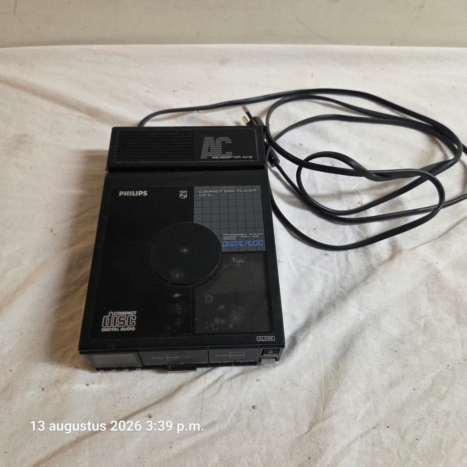 Philips CD10 Draagbare Compact Disc Speler met AC Adapter, Audio, Tv en Foto, Cd-spelers, Ophalen of Verzenden, Gebruikt, Philips