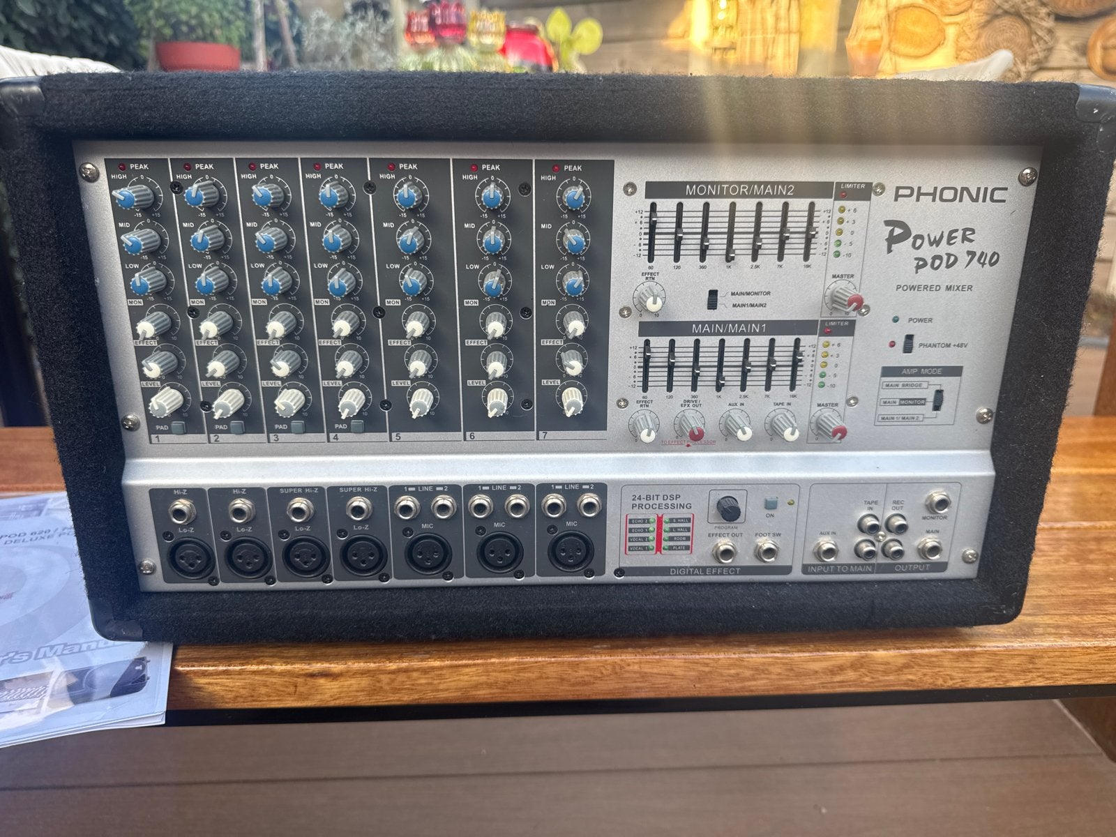Phonic Powerpod 740 Powered Mixer met handleiding, Ophalen of Verzenden, Gebruikt, 5 tot 10 kanalen, Microfooningang