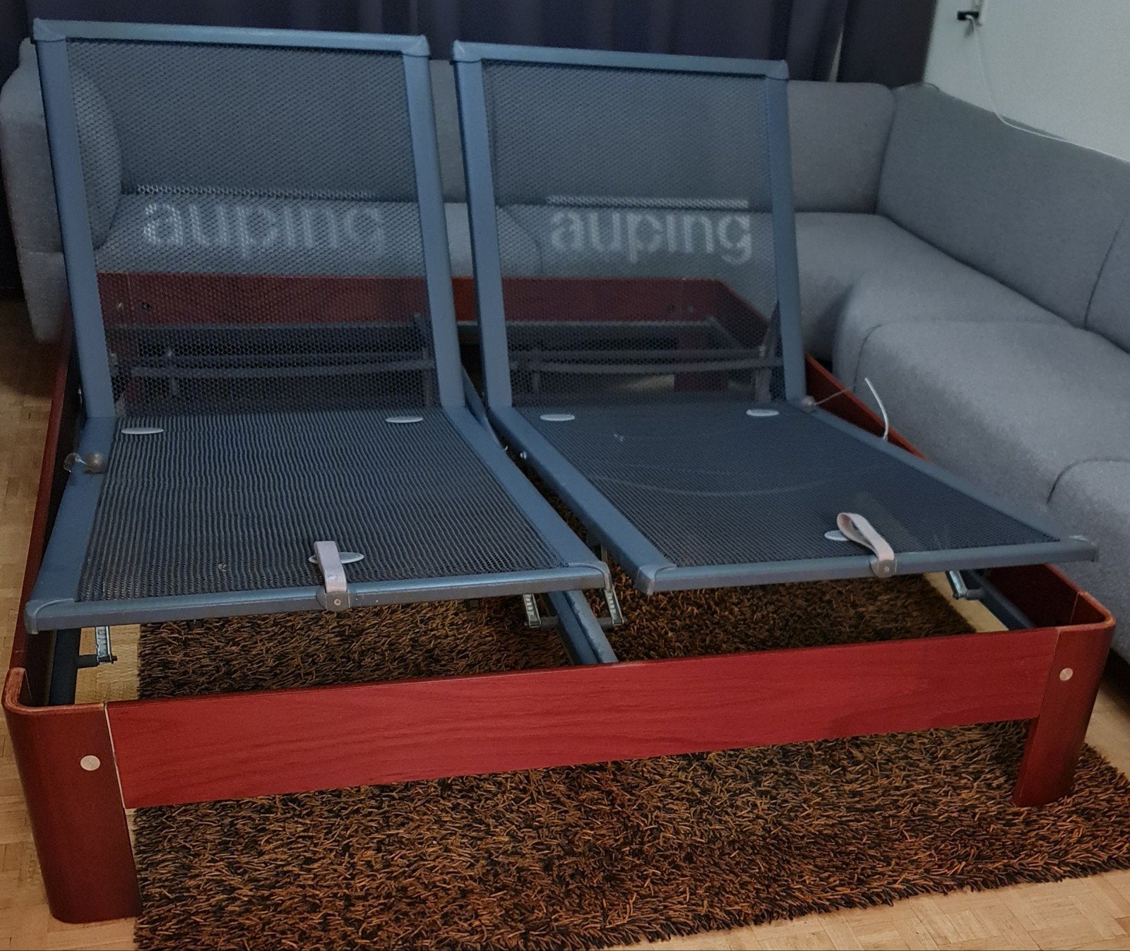 Auping Aurond bed 160x200x34cm, Ophalen, Tweepersoons, Hout, Verstelbaar