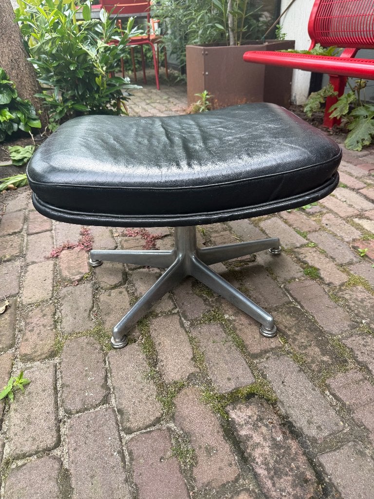 Voetenbank, hocker Artifort jaren 80-90 Zwart leer, Huis en Inrichting, Banken | Voetenbanken en Poefen, Ophalen, Gebruikt, 50 tot 75 cm