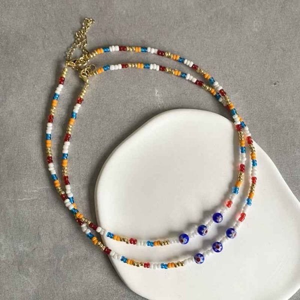 Rood Wit Blauwe Ketting kralen dames Holland, Verzenden, Nieuw, Goud, Overige materialen