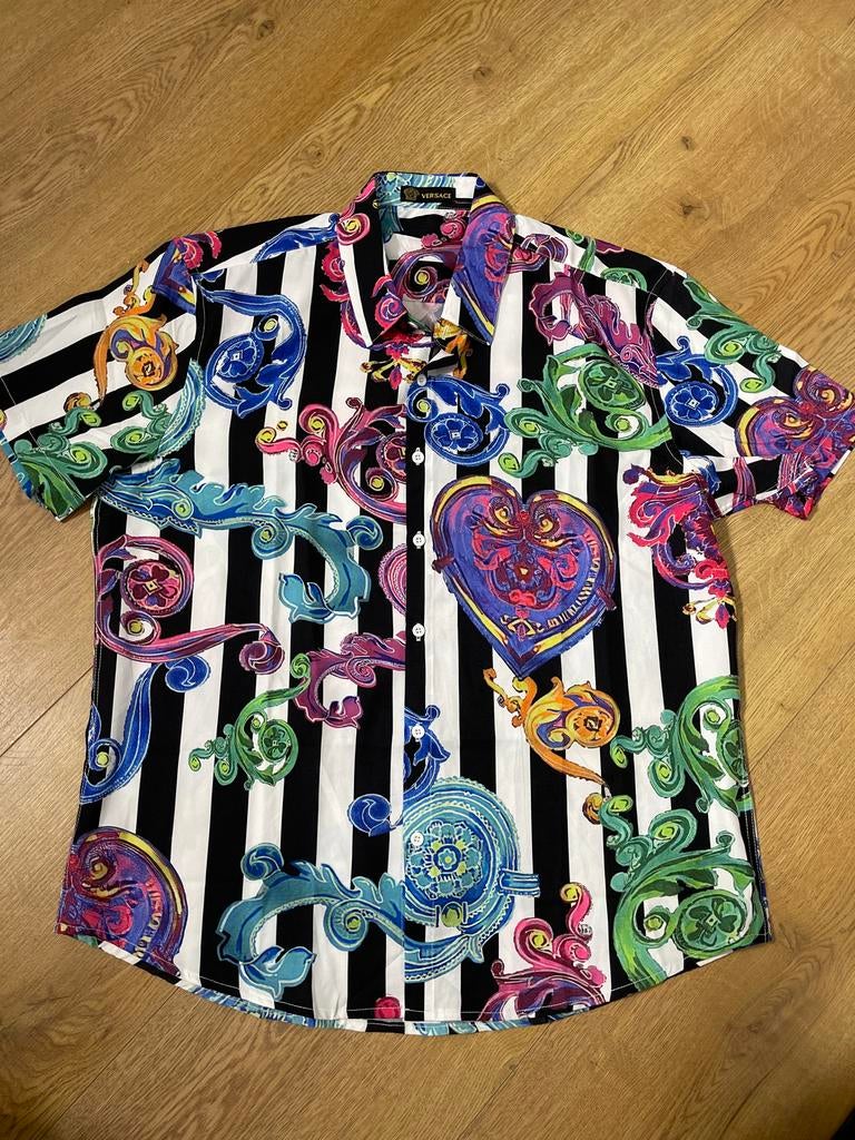 Versace overhemd met barokprint en strepen, Overige kleuren, Ophalen of Verzenden, Overige halswijdtes, Gedragen