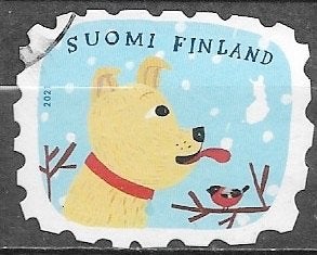 FINLAND € 1,85 zegel Eerste sneeuw - Hond - 2021, Verzenden, Finland, Gestempeld
