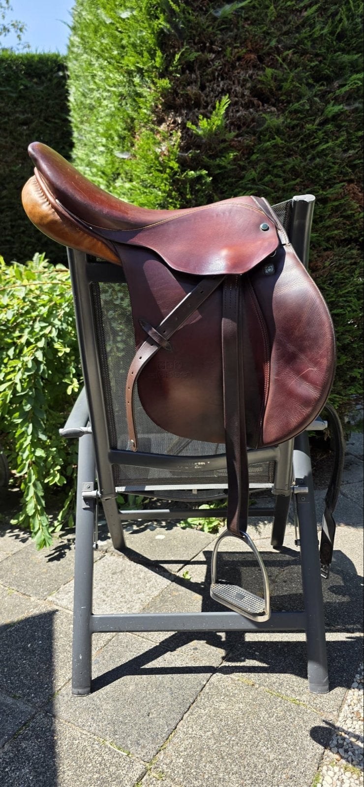 Stubbe Siegfried springzadel met buikflap singel, Ophalen, L (17.5 inch), Gebruikt, Vlakke zit