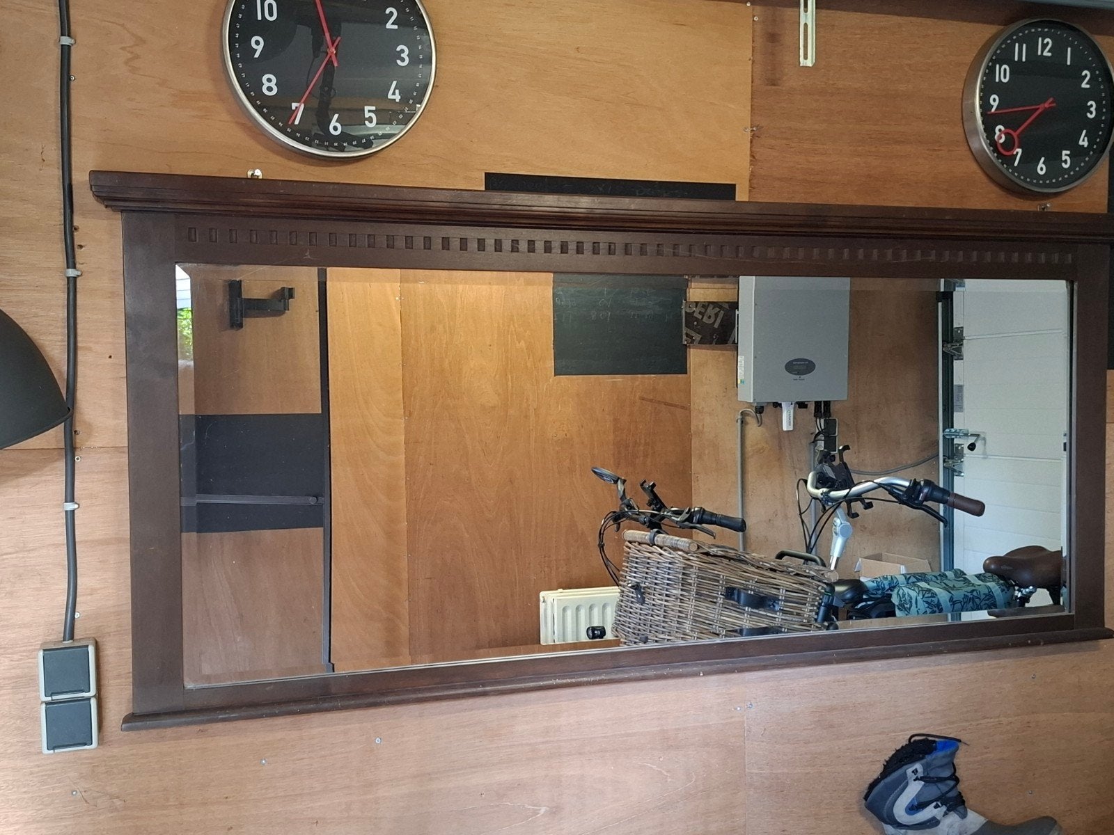 Grote spiegel met houten lijst - 175 cm breed, 80 cm hoog, Huis en Inrichting, Ophalen, Rechthoekig, Minder dan 100 cm