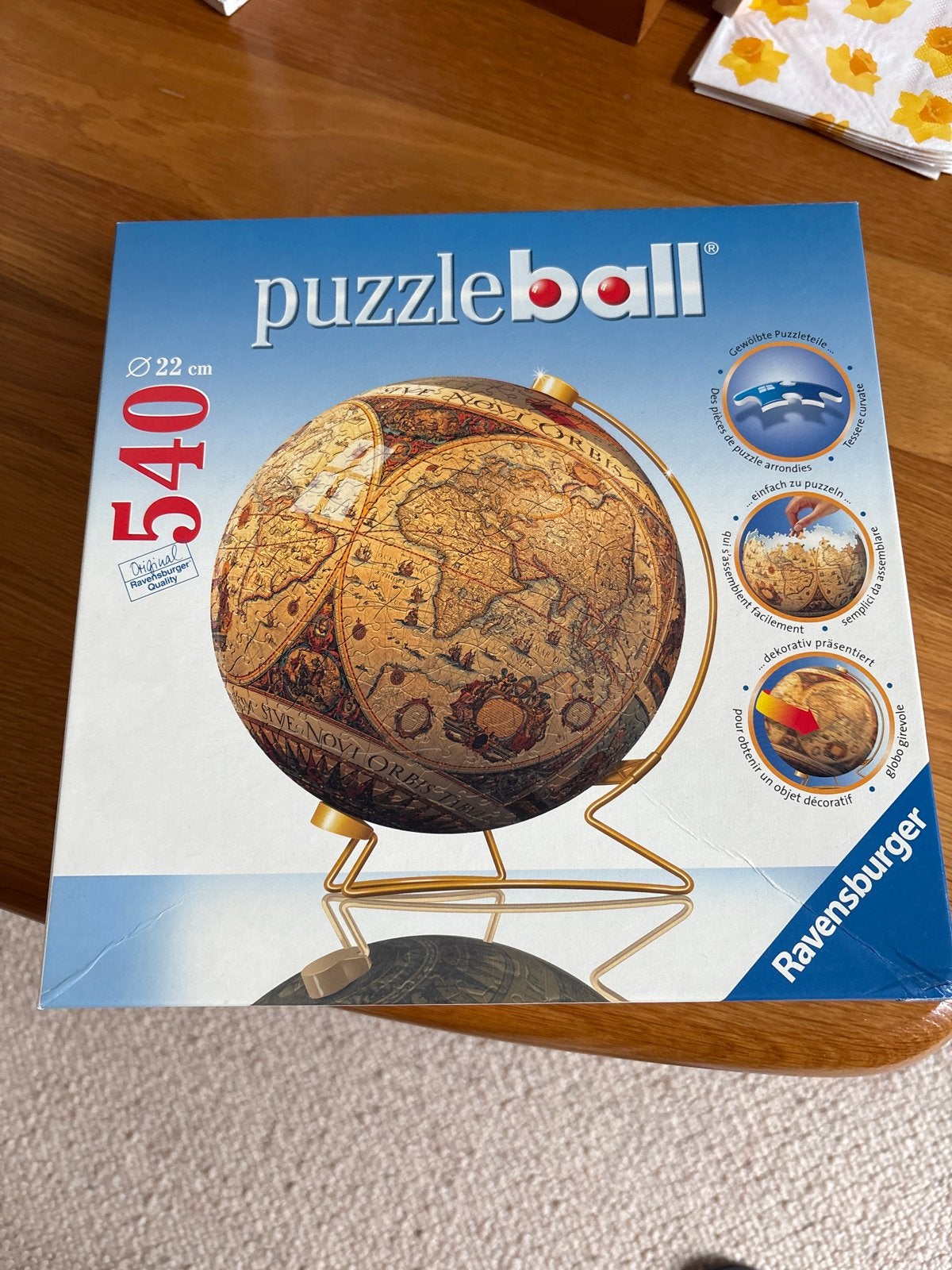 Ravensburger Puzzleball Wereldbol 540 stukjes, Ophalen of Verzenden, 500 t/m 1500 stukjes, Zo goed als nieuw, Rubik's of 3D-puzzel