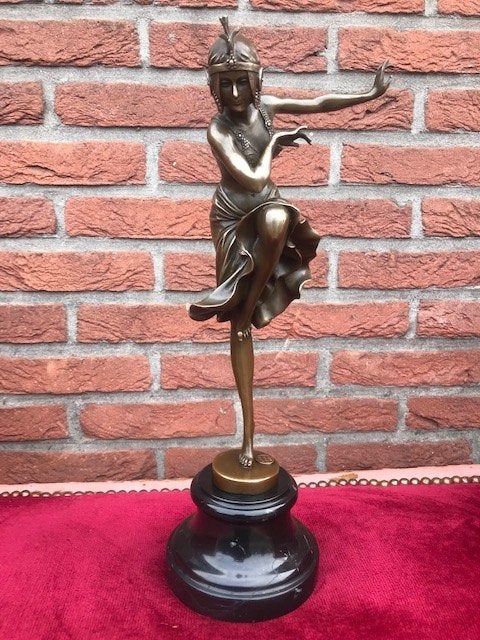 bronzen beeld, danseres uit de roaring twenties, Ophalen of Verzenden