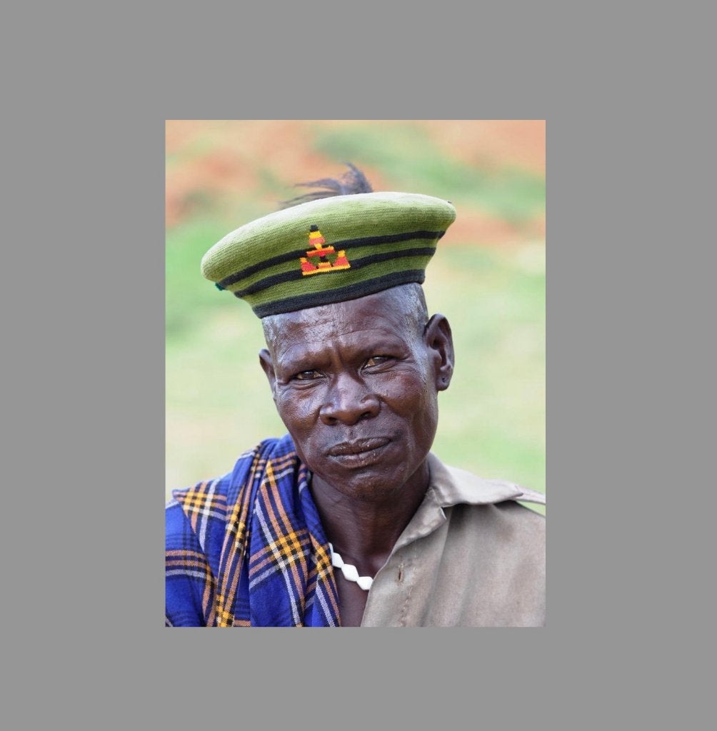 Karamojong baret INCL. FOTO, hoofddeksel Uganda (171103-10), Antiek en Kunst, Handgemaakt, Afrika, Overige typen, Meerkleurig