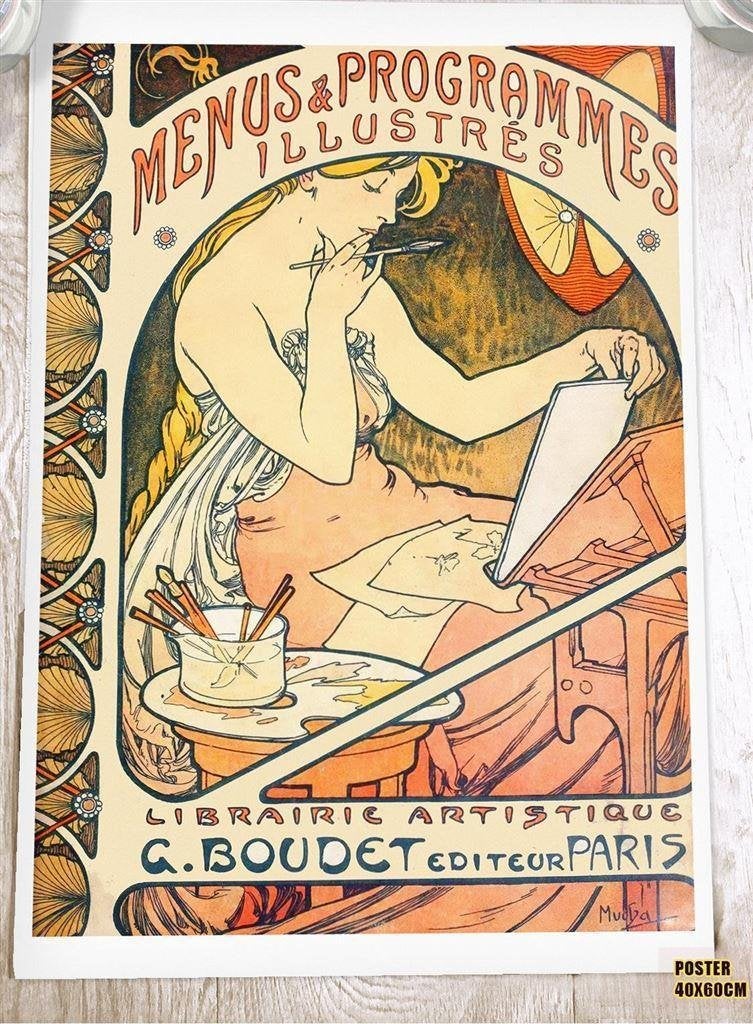 Alphonse Mucha Art Nouveau Kunst Poster Affiche 40x60 .||, Verzamelen, Verzenden, Nieuw, A1 t/m A3, Film en Tv
