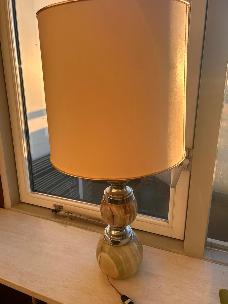 Vintage Tafel Staande Lamp - Lampenkap Vervangbaar, Huis en Inrichting, Lampen | Tafellampen, Ophalen, Gebruikt, Metaal, 50 tot 75 cm