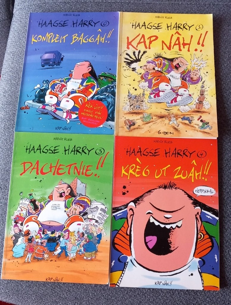 4 Haagse Harry stripboeken - nummers 0, 1, 3 en 4, Boeken, Stripboeken, Meerdere stripboeken, Ophalen of Verzenden, Zo goed als nieuw