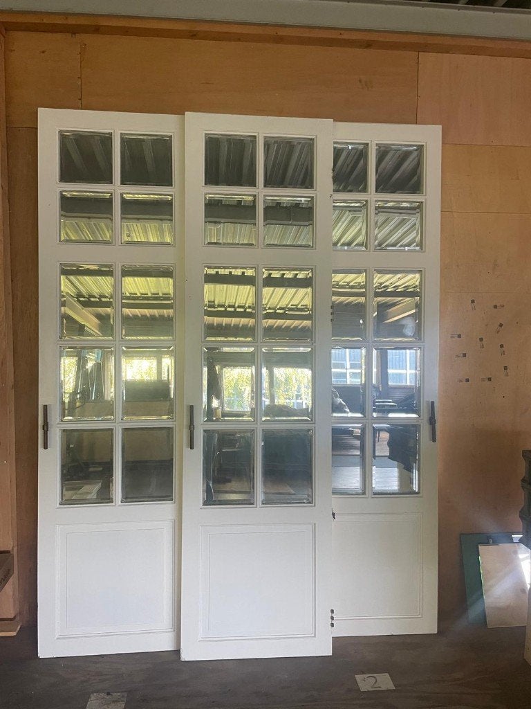 3 hoge binnendeuren met spiegelglas, Doe-het-zelf en Verbouw, Deuren en Horren, Ophalen, Gebruikt, Minder dan 80 cm, 215 cm of meer