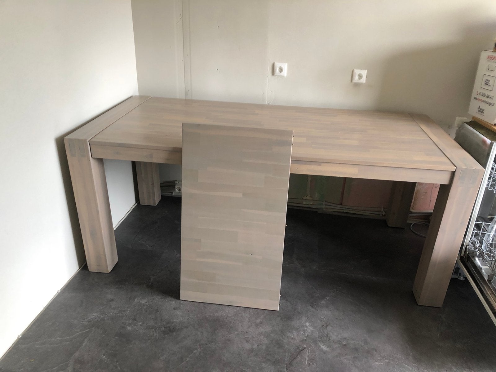 Eettafel, lichtgrijs 190x90x78 LxBxH, Huis en Inrichting, Bureaus, Hout, Overige merken, Grijs, Ophalen