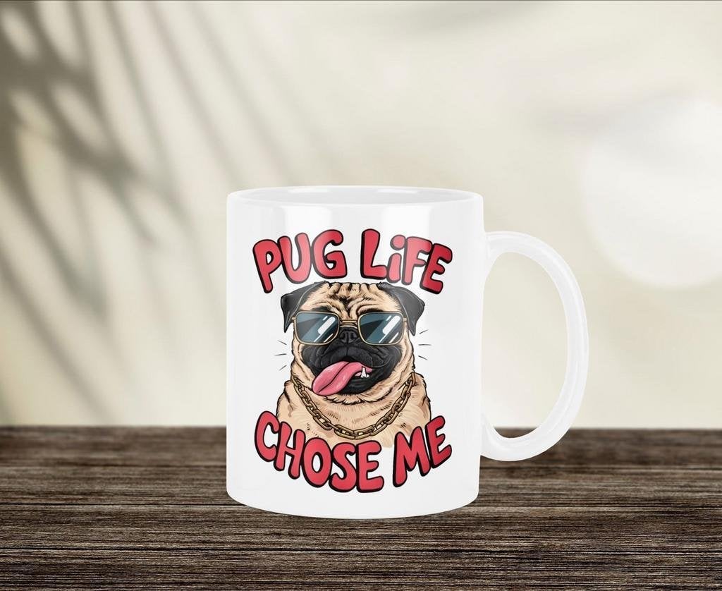 Pug Life chose me mopshond mok, Verzenden, Nieuw, Overige stijlen, Kop(pen) en/of Schotel(s)
