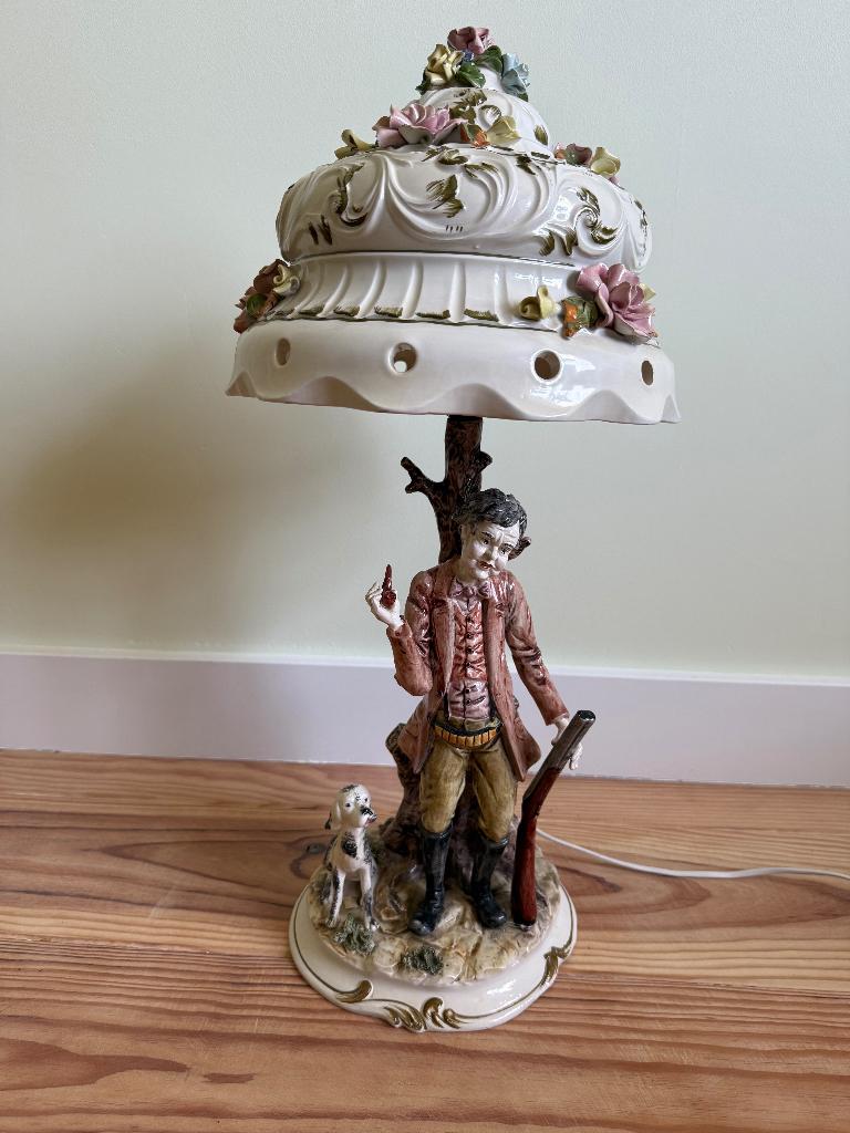 Antieke Italiaanse Capodimonte porseleinen tafellamp, Ophalen of Verzenden