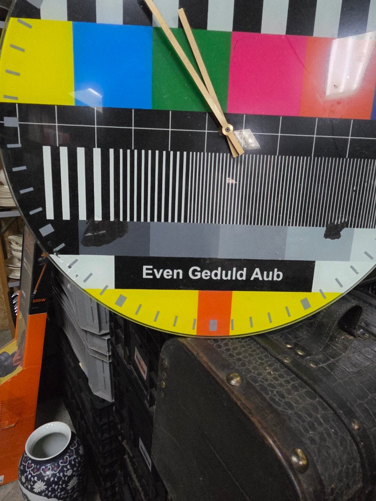 NEXTIME Wandklok 'Even Geduld Aub' - Uniek Design, Analoog, Ophalen of Verzenden, Retro, Overige merken