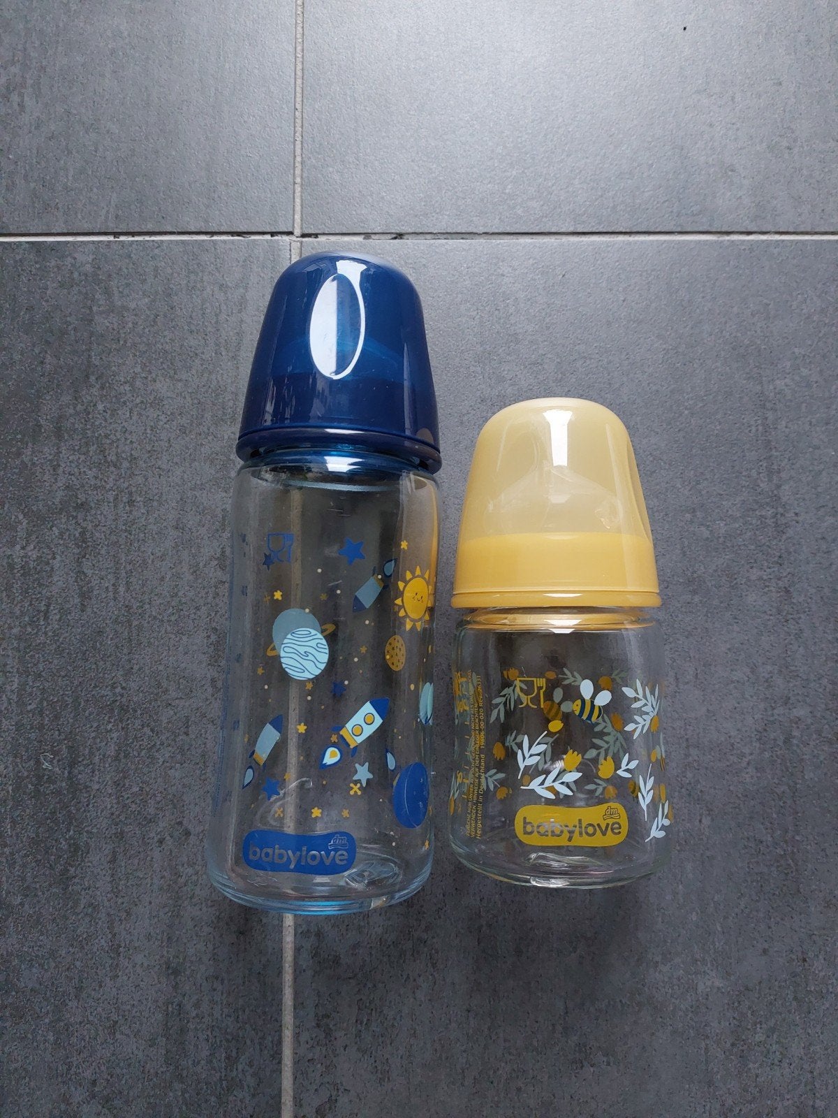 2 glazen baby flessen (babylove), Ophalen of Verzenden, Nieuw, Overige typen