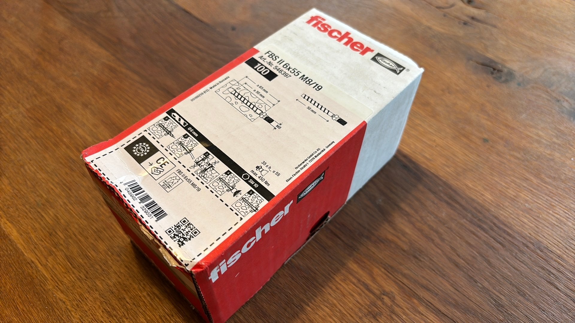 Fischer FBS II 6x55 betonschroeven met m8 19mm, 100 stuks nw, Ophalen of Verzenden, Nieuw, 50 tot 100 mm, Overige typen