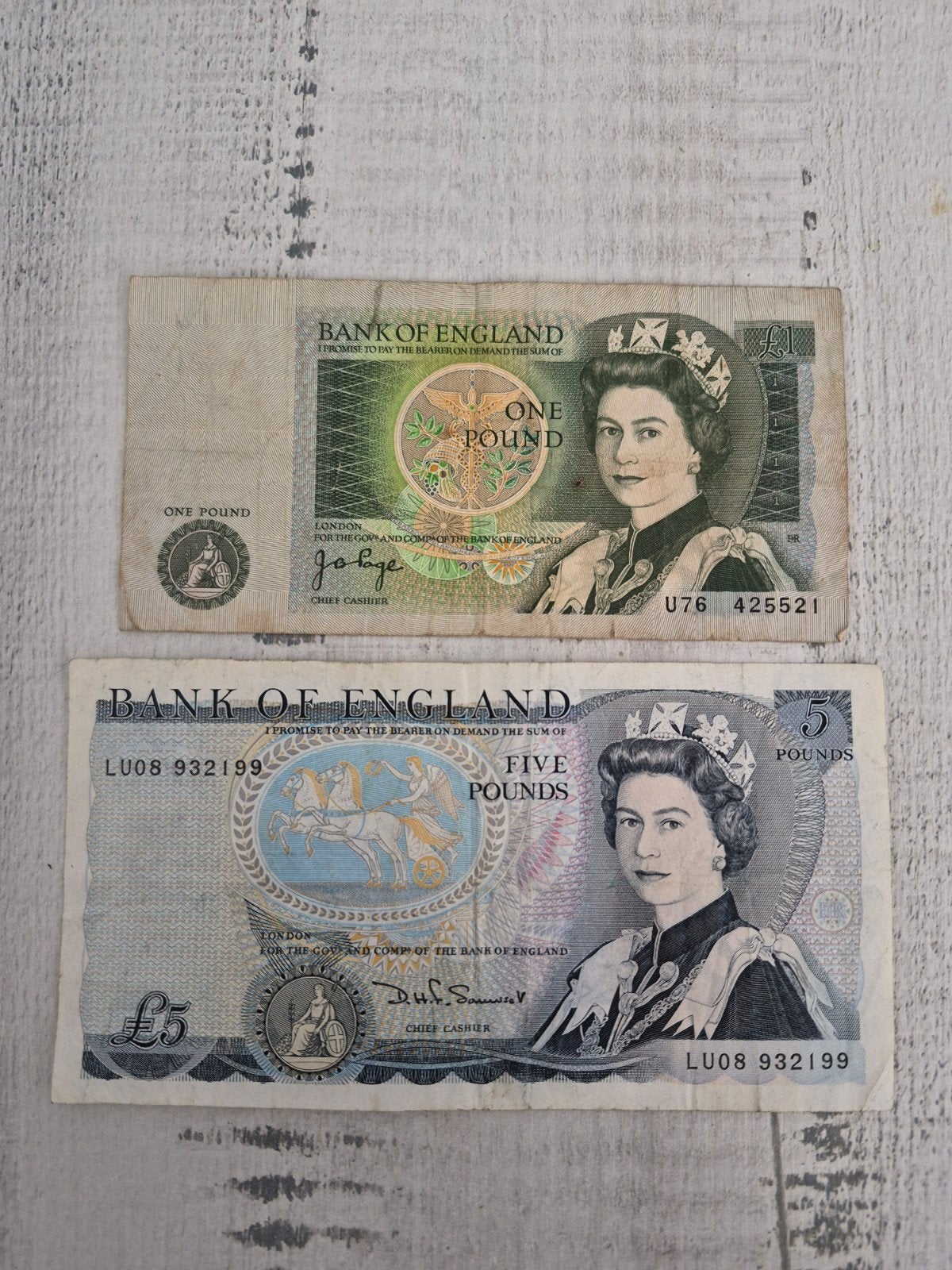 Engeland 1 en 5 Pounds, Postzegels en Munten, Bankbiljetten | Europa | Niet-Eurobiljetten, Ophalen of Verzenden, Overige landen