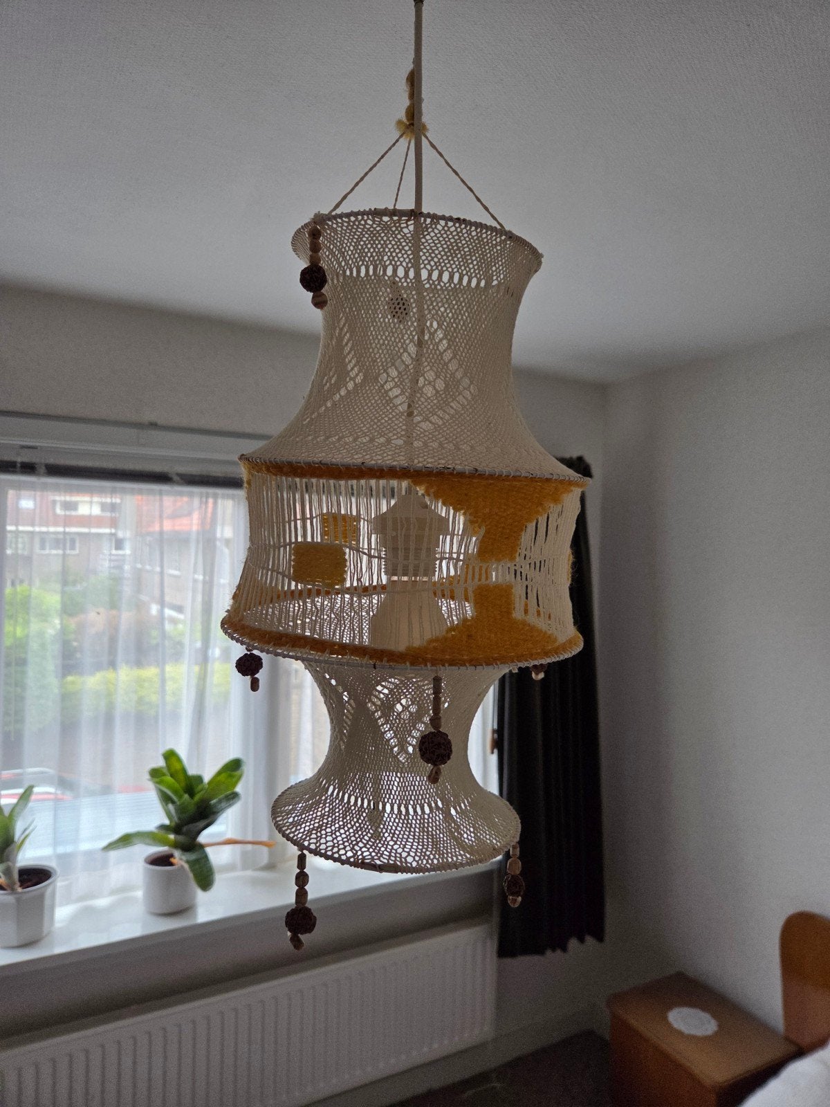 Retro vintage macramé hanglamp in een warme, boheemse stijl, Ophalen, Huis en Inrichting