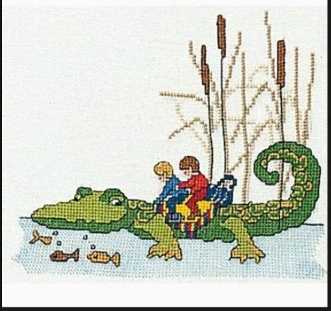 borduurpatroon kinderen krokodil olifant schildpad vis  boot, Ophalen of Verzenden, Zo goed als nieuw, Handborduren, Patroon