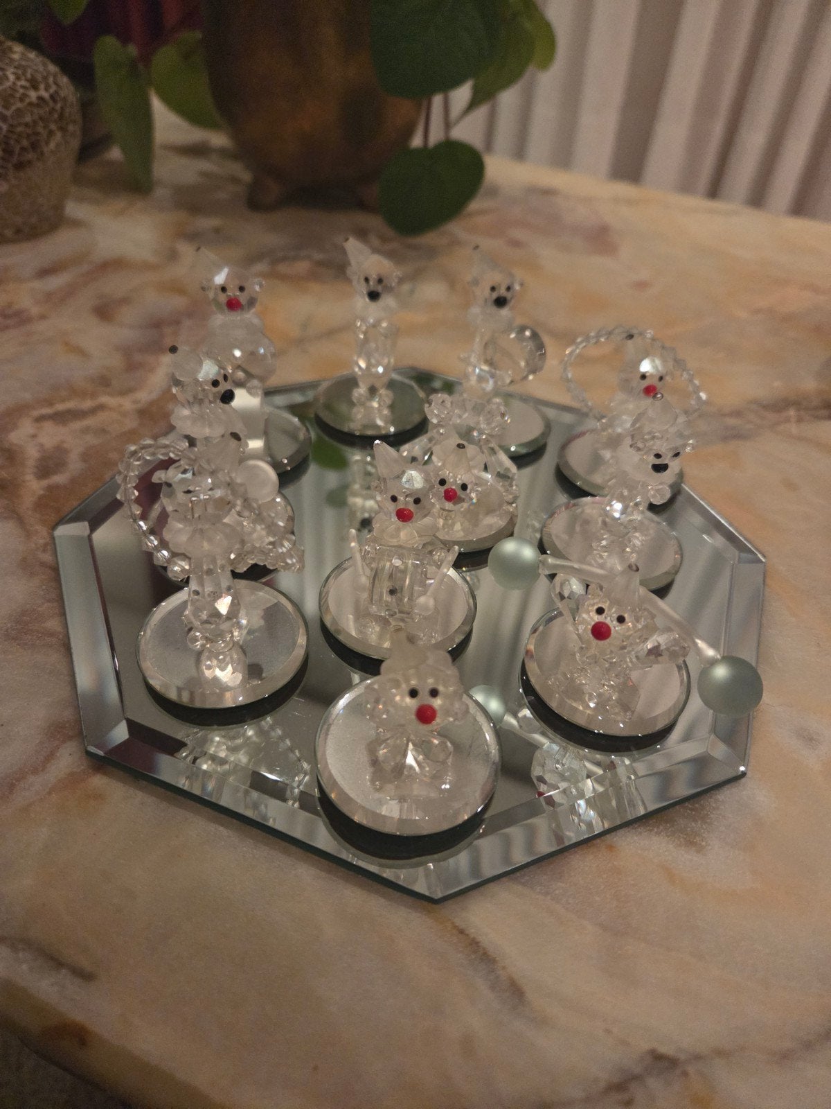 kristallen vintage clowntjes met glazen onderzetter, Ophalen