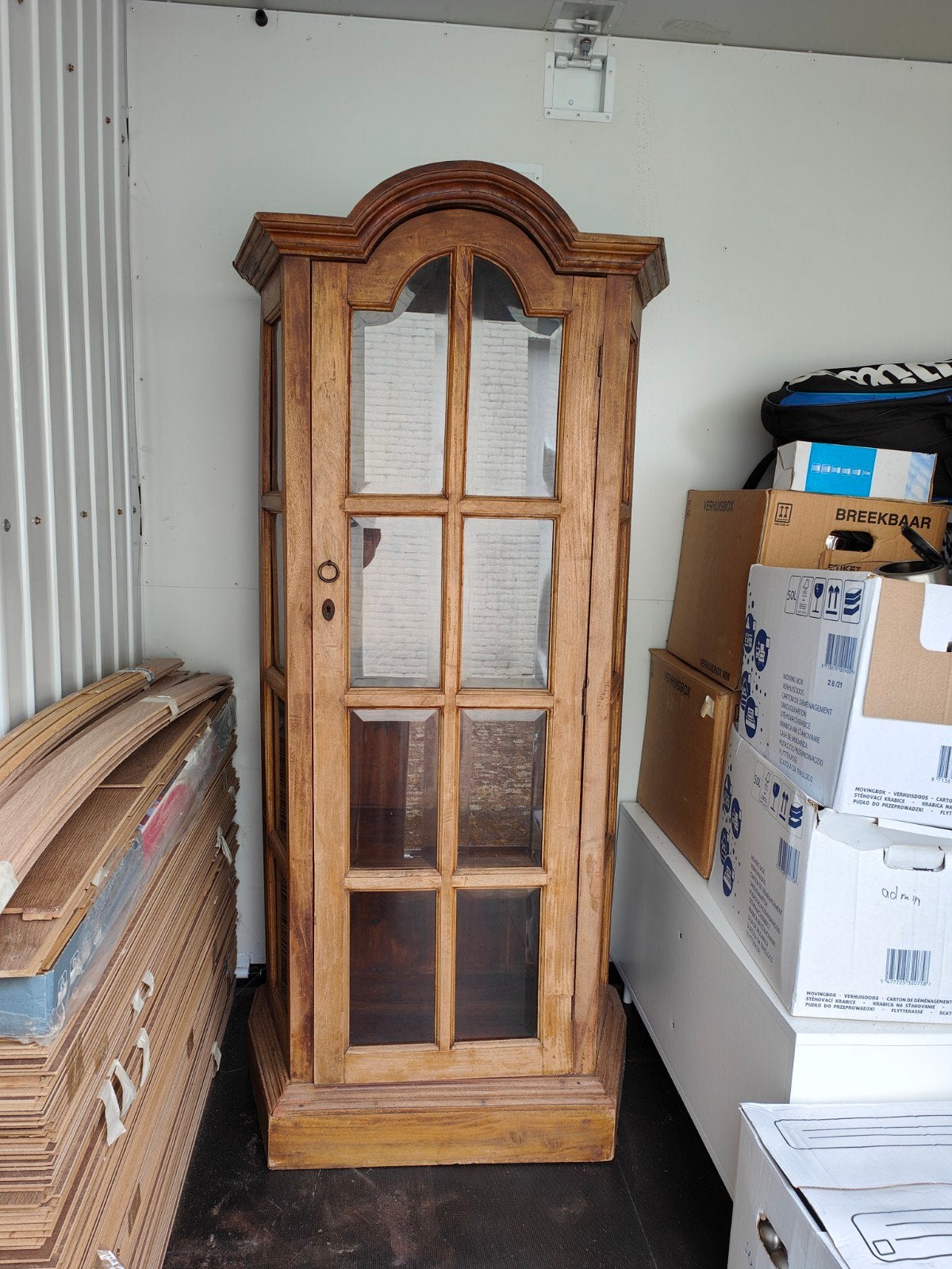 Landelijke houten vitrinekast 178x86x45 cm, Huis en Inrichting, Ophalen, Gebruikt, 50 tot 100 cm, Glas