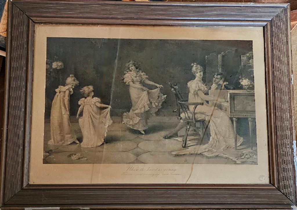 Oud schilderij, vintage schilderij, oude lijst, oude prent, Ophalen of Verzenden