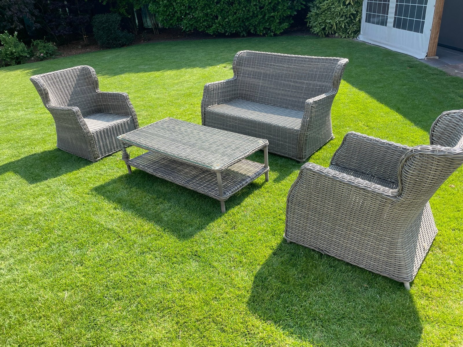 Gratis ophalen. Complete Wicker Loungeset zonder tafel., Tuin en Terras, Ophalen, 4 zitplaatsen, Gebruikt, Loungeset