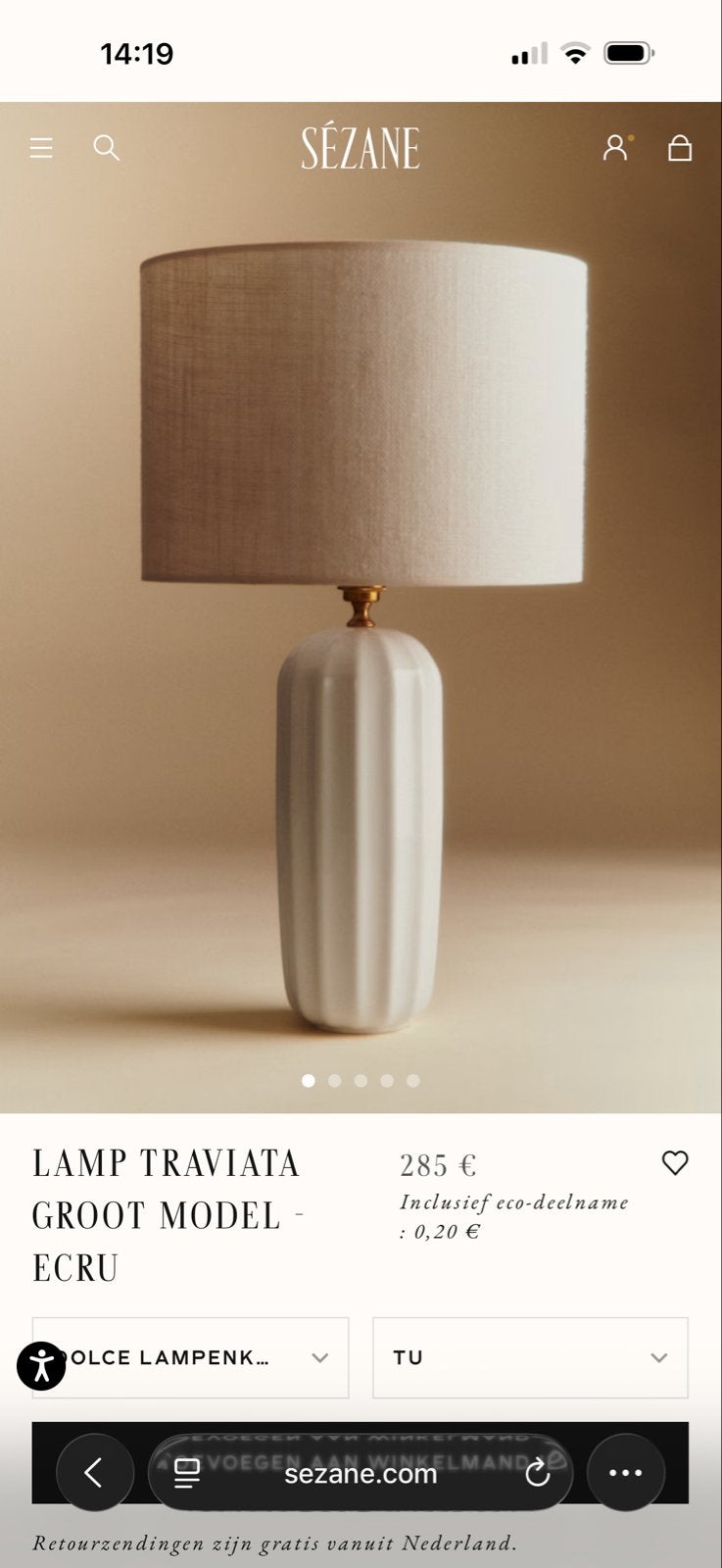 SÉZANE Lamp Traviata lampenkap, Overige merken, Keramiek, Nieuw, Ophalen of Verzenden