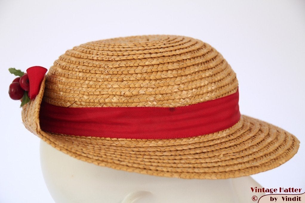 Vintage Meisjes strohoed 50 inclusief gratis verzenden in NL, Kinderen en Baby's, Gebruikt, Meisje, Hoed, Ophalen of Verzenden