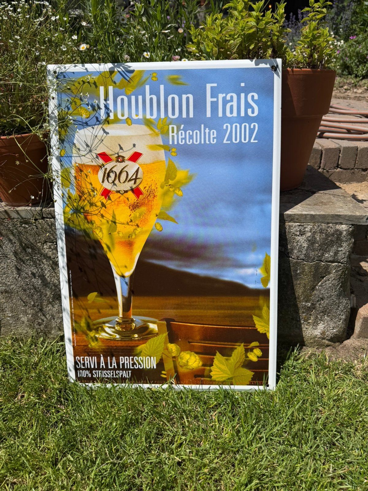 Emaille bord 1664 houblon bier, Ophalen of Verzenden, Reclamebord